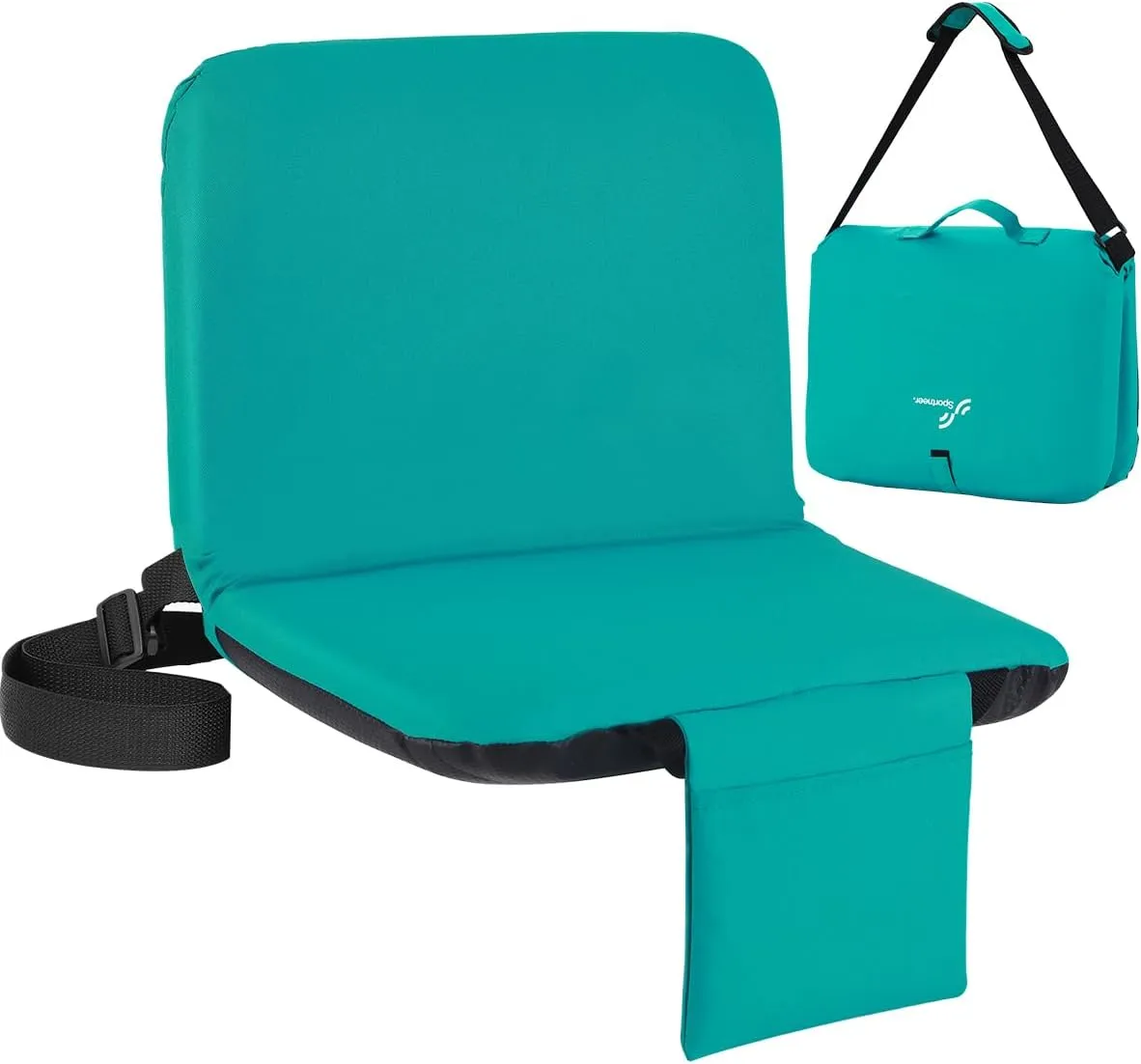 Sportneer Stadium Seats with Back Support: 6 Reclining Position Folding Bleacher Chairs with Back and Cushion - Padded Bleacher Seats with Shoulder Strap & Storage pocket for Events, Outdoors, Camping