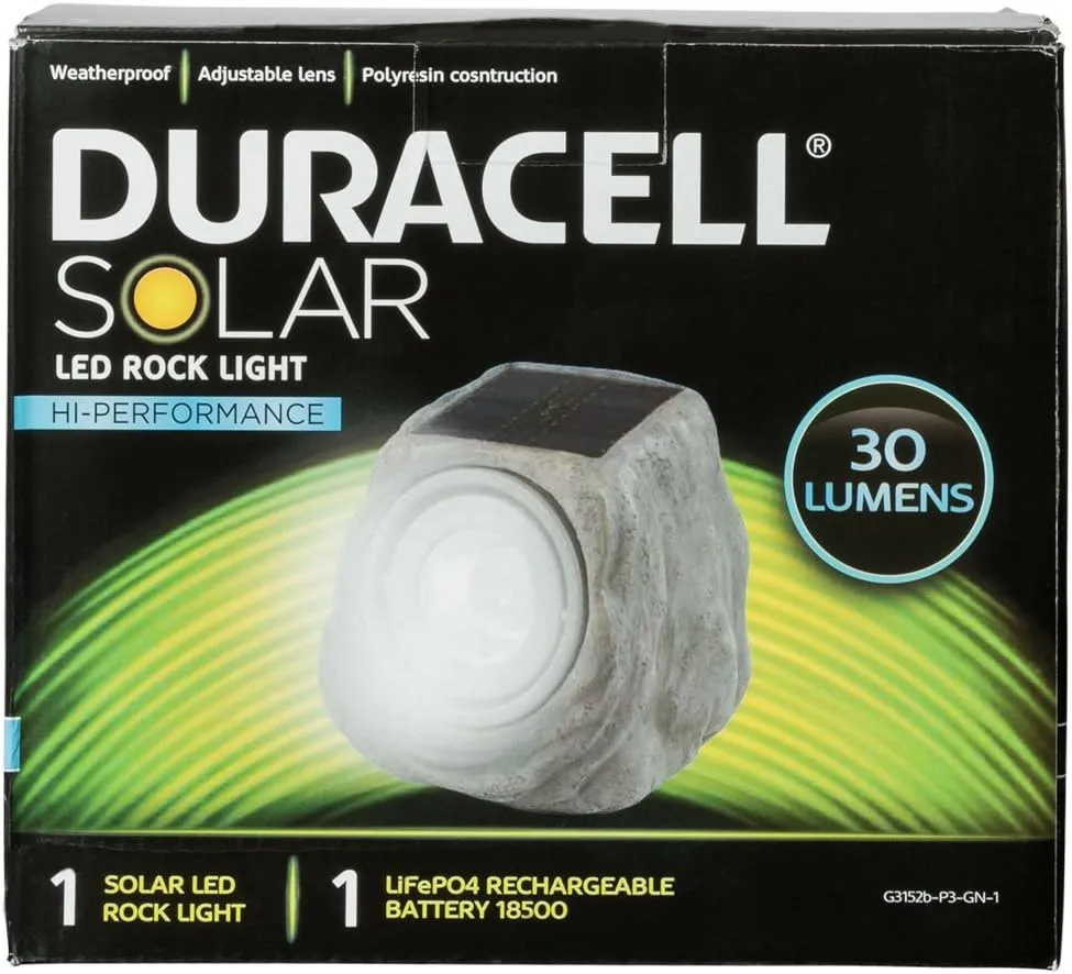 Spotlight, Hi-Performance Lumen Output, Brightness Selector, Powered by SunPower solar panels, Polyresin Solar Outdoor Lighting, Decorative, Pathway Light, Adjustable Lens, Weatherproof, and 1 Year Warranty.