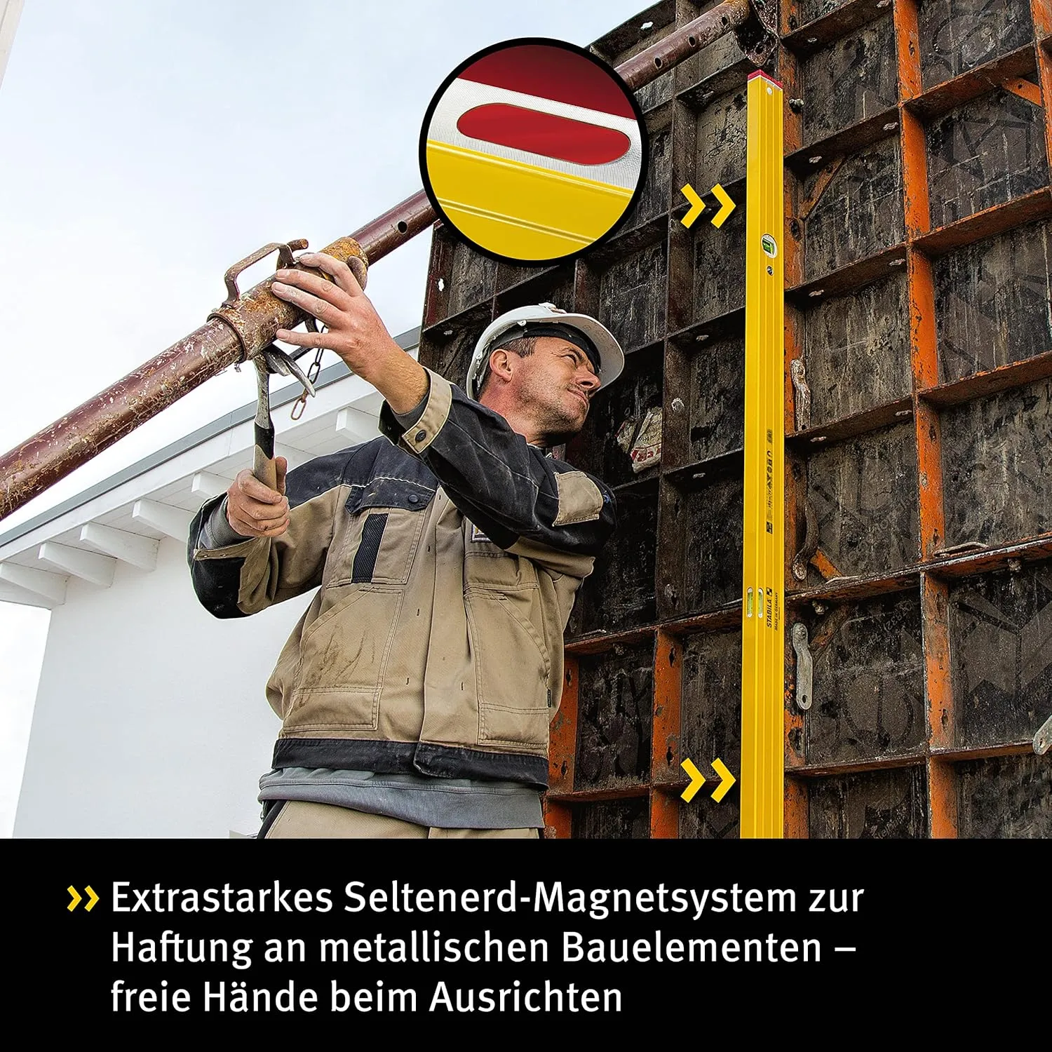 Stabila 15855 96-M-2 Magnetic Spirit Level 3 Vial 100cm, Yellow, M/100cm