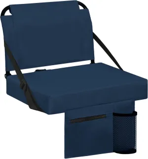 Stadium Seat for Bleachers with Back Support and Wide Padded Cushion Stadium Chair - Includes Shoulder Strap and Cup Holder