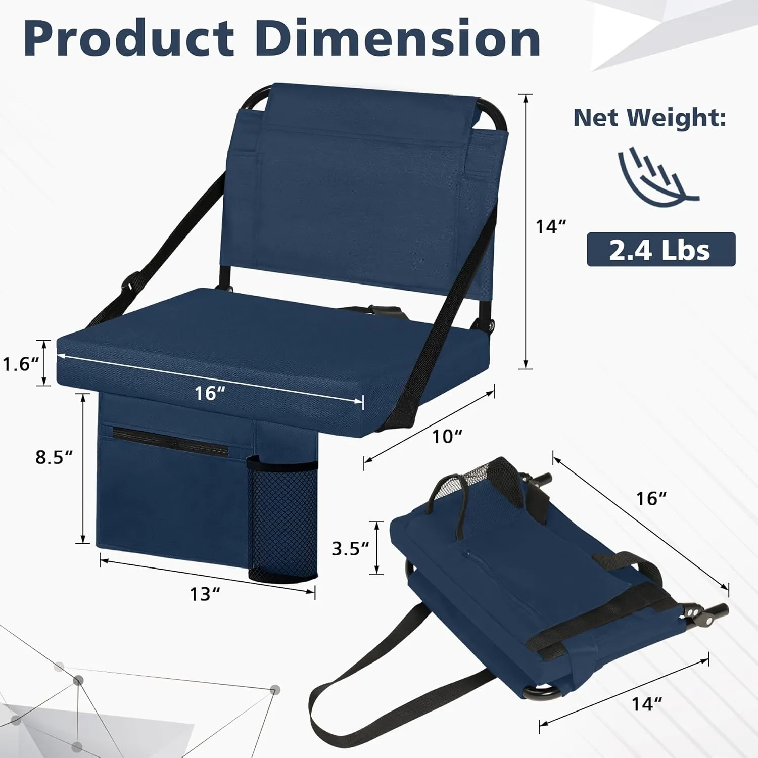 Stadium Seat for Bleachers with Back Support and Wide Padded Cushion Stadium Chair - Includes Shoulder Strap and Cup Holder