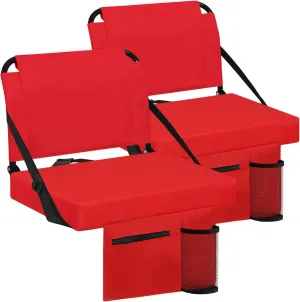 Stadium Seat for Bleachers with Back Support and Wide Padded Cushion Stadium Chair - Includes Shoulder Strap and Cup Holder