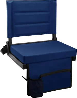 Stadium Seats for Bleachers with Back Support, Portable Bleacher Seats with Thick Padded Cushion and Shoulder Strap, Wide Stadium Seat Chair Includes Hooks, Cup Holder and Side Pocket