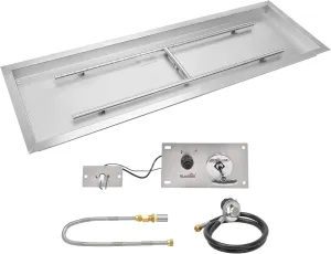 Stanbroil 30 x 10 Inch Rectangular Drop-in Fire Pit Pan with Burner and All Accessories Required for DIY Fire Pit Projects, Propane Gas Version