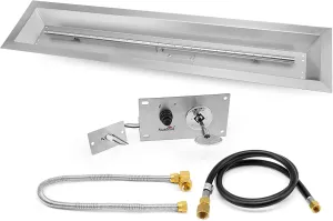 Stanbroil 48 x 6 Inch Linear Drop-in Natural Gas Fire Pit Burner Pan with Spark Ignition Kit, Stainless Steel Gas Fire Pit Insert for Outdoor Indoor, Rated up to 91,000 BTU’S