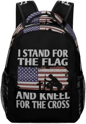 Stand for Flag Kneel for Cross Travel Backpack Lightweight Shoulders Bag Laptop Daypack for Work Office