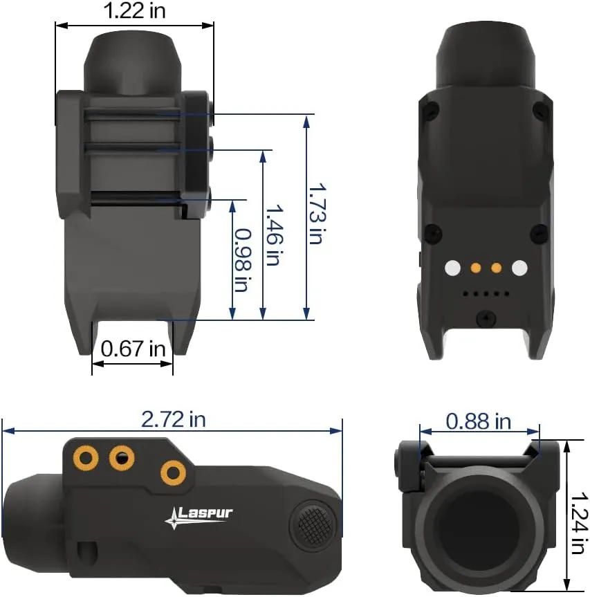 Sub Compact Tactical Rail Mount LED High Lumen Flashlight Light with Strobe for Pistol Handgun, Built-in USB Magnetic Touch Rechargeable Battery Accessory Remaining Display