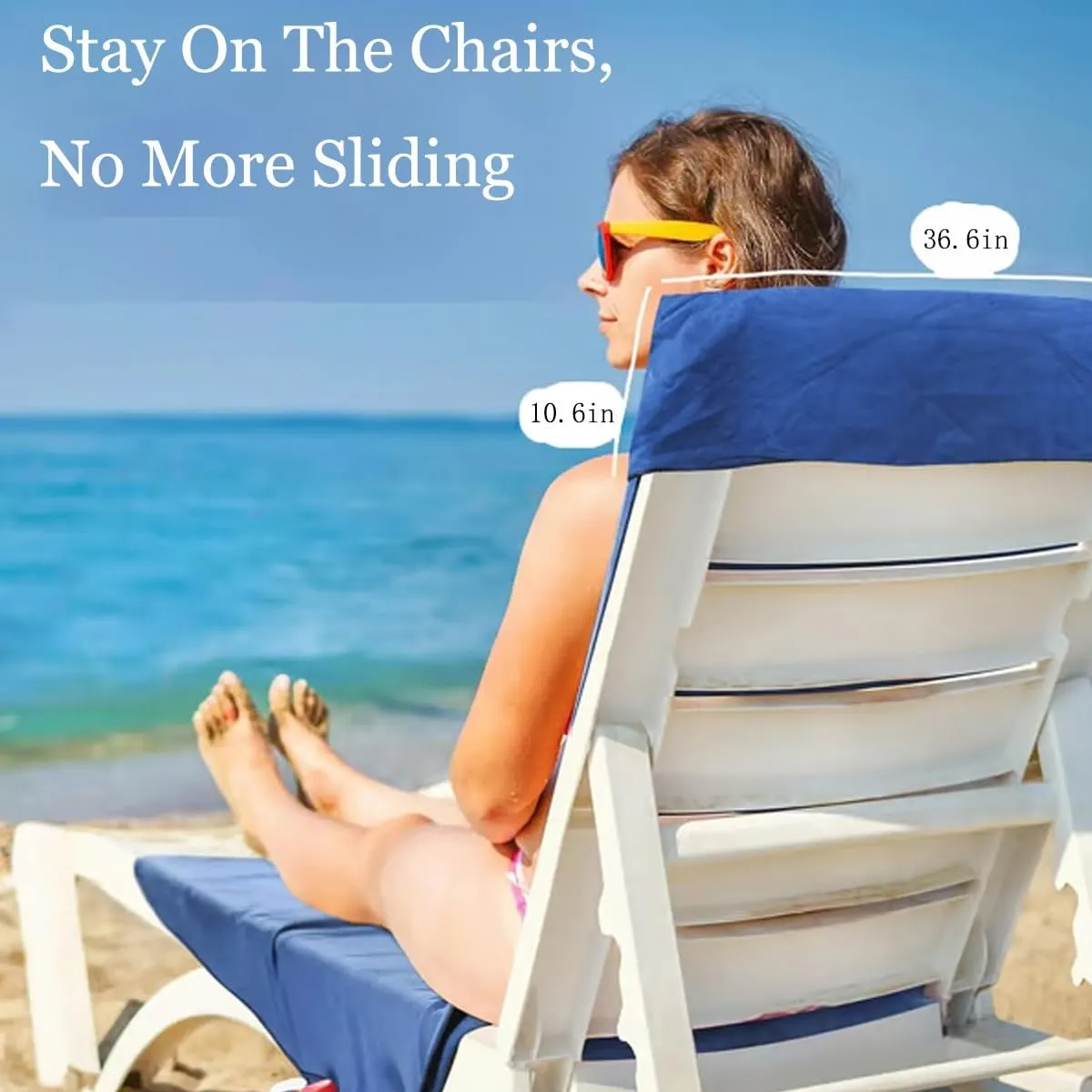 Sun Lounger Towel in Bag with Pockets Storage, Thick and Quick Dry Lounge Chair Towel Cover, Summer Chaise Lounge Cover for Sunbathing Pool Garden Beach Hotel, No Sliding(A)