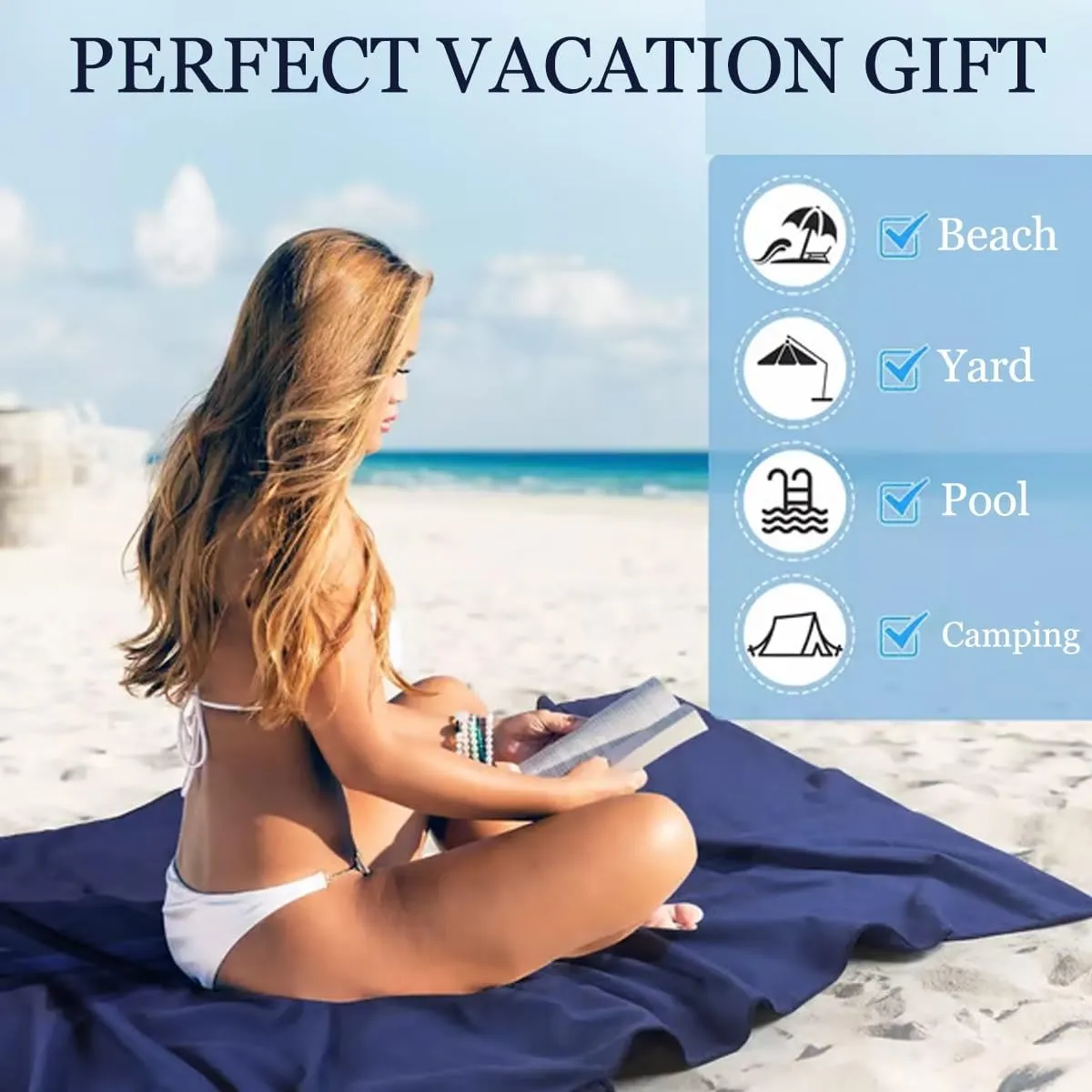 Sun Lounger Towel in Bag with Pockets Storage, Thick and Quick Dry Lounge Chair Towel Cover, Summer Chaise Lounge Cover for Sunbathing Pool Garden Beach Hotel, No Sliding(A)