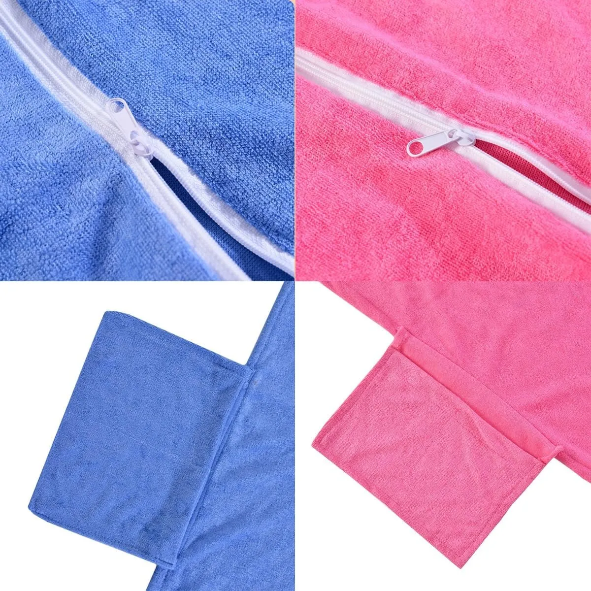 Sun Lounger Towel in Bag with Pockets Storage, Thick and Quick Dry Lounge Chair Towel Cover, Summer Chaise Lounge Cover for Sunbathing Pool Garden Beach Hotel, No Sliding(A)