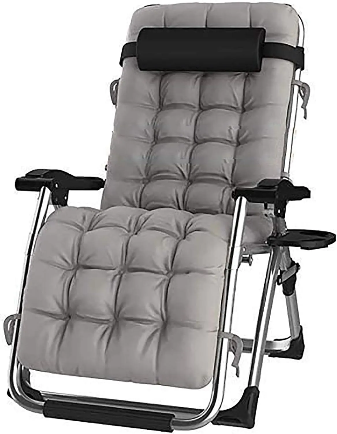 Sun Loungers,Sun Lounger Sun Lounger Folding Chairs Recliner for Beach Patio Garden Camping Outdoor Portable Home Lounge Chair (with Gray Cushions)