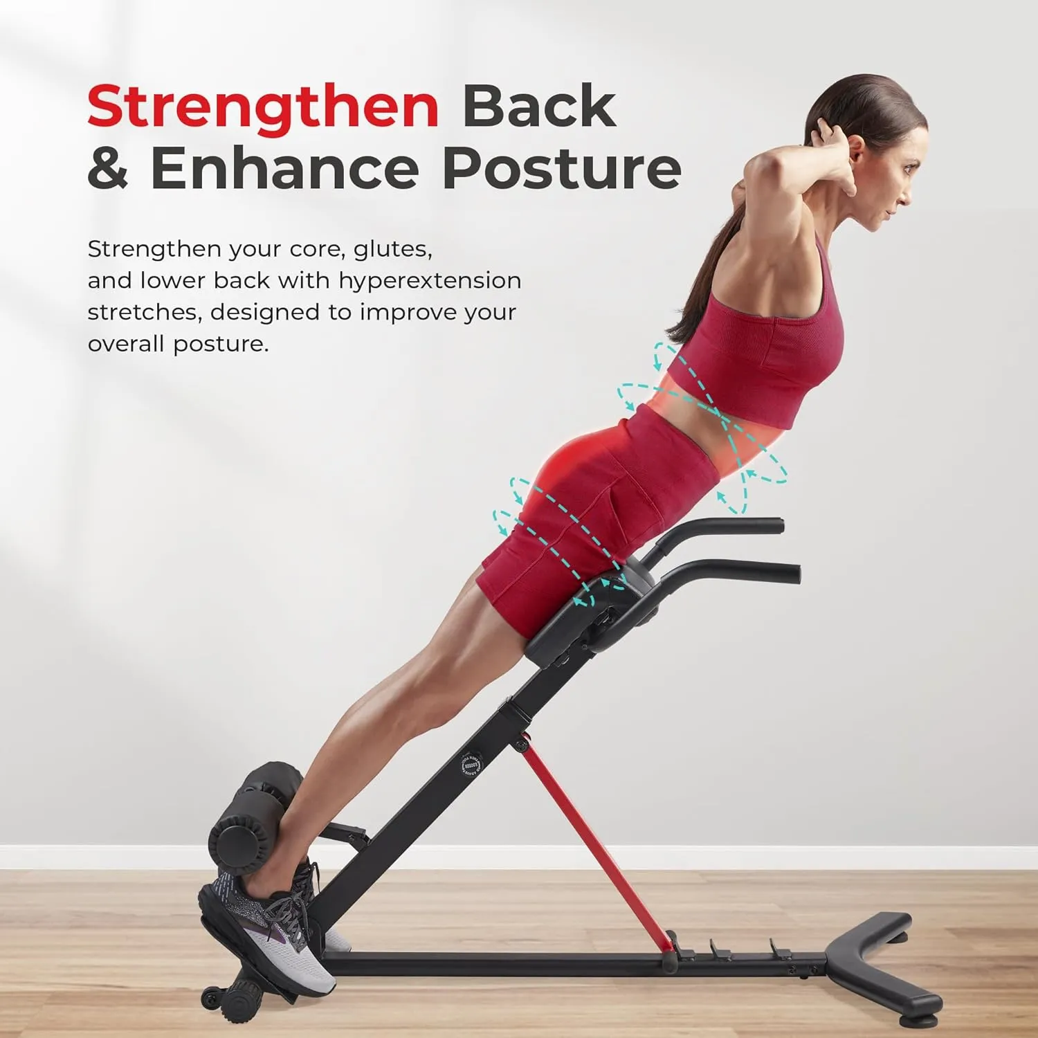 Sunny Health & Fitness Foldable Hyperextension Roman Chair w/Back Extension, Home Gym Sit Up Bench for Glute & Ab Workouts, Optional Adjustment Incline & Multi-Function Heavy-Duty Exercise Equipment