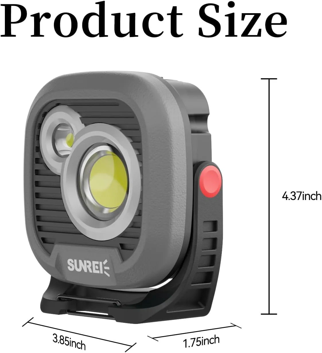 SUNREI LED Rechargeable Magnetic Work Light Mechanic Light Power Bank 180° Rotating, 1500LM, 6 Modes, Magnetic&Hook, 13500mAh Battery, Magnetic Flashlight for Camping, Car Repairing(Gary)