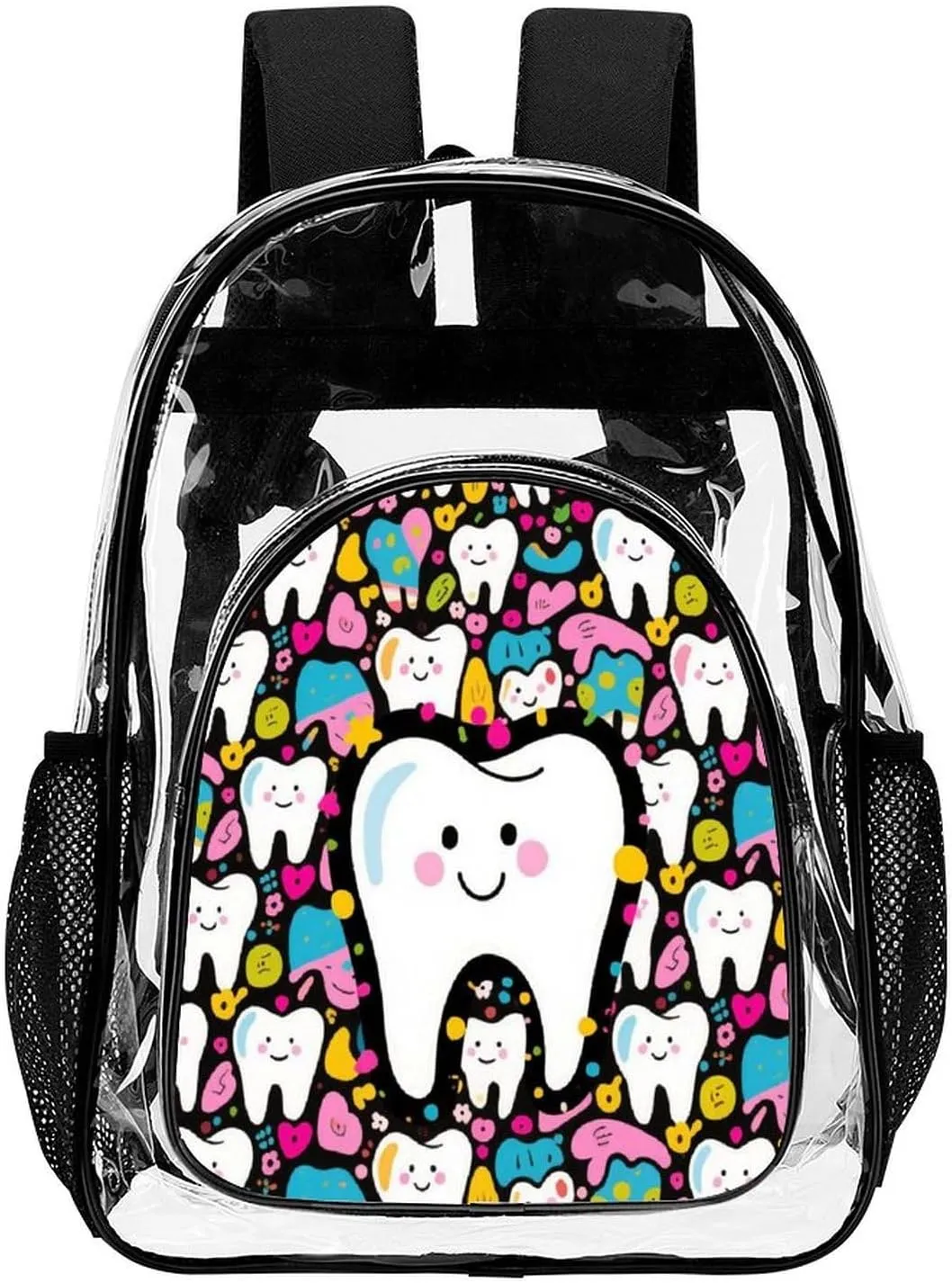 Supdreamc Lightweight Daypack Backpack for Trekking Work Running - Big Capacity Multipurpose Transparent Bookbag, Cartoon Teeth Dental Art Business Computer Bag