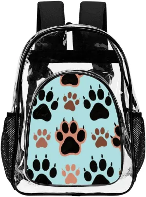 Supdreamc Lightweight Daypack Backpack for Trekking Work Running - Big Capacity Multipurpose Transparent Bookbag, Dog Bones Paw Prints Business Computer Bag