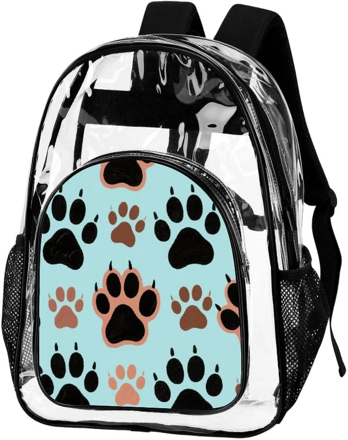 Supdreamc Lightweight Daypack Backpack for Trekking Work Running - Big Capacity Multipurpose Transparent Bookbag, Dog Bones Paw Prints Business Computer Bag