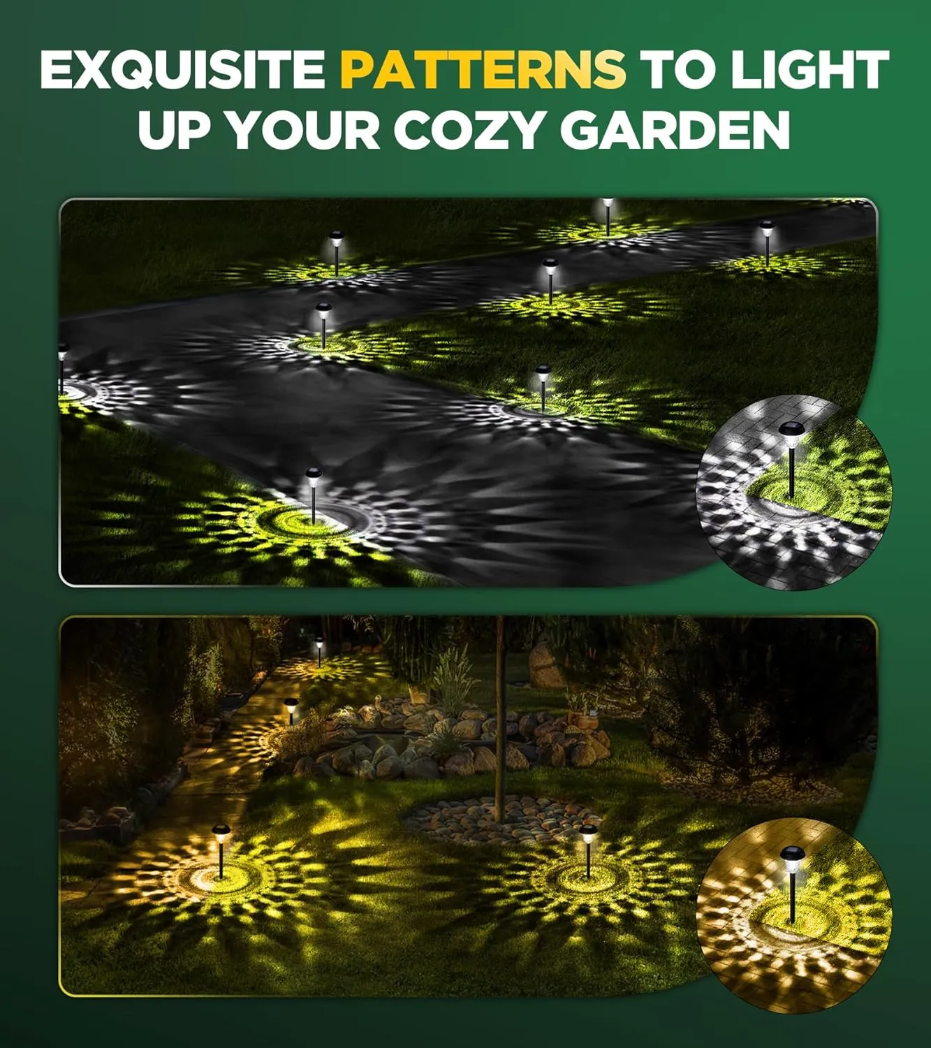 Super Bright Solar Lights Outdoor Waterproof 10 Pack, from Dusk to Dawn Up to 12H Light for Outside, Auto On/Off Solar Powered Garden Pathway Lights, Landscape Lighting for Yard