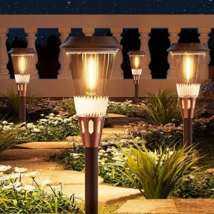 Super Bright Solar Pathway Lights 2 Pack, 2-in-1 Warm&Cold Light 3000K/6500K Waterproof IP65, Outdoor Solar Powered Lights for Garden,Path,Yard,Driveway,Landscape