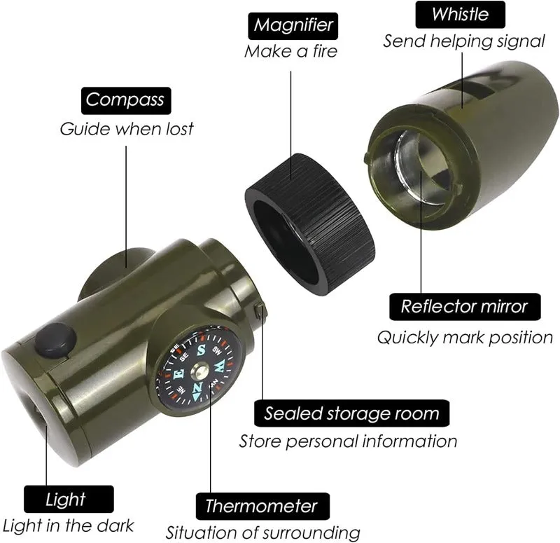Survival Whistle | 7 in 1 Multifunction