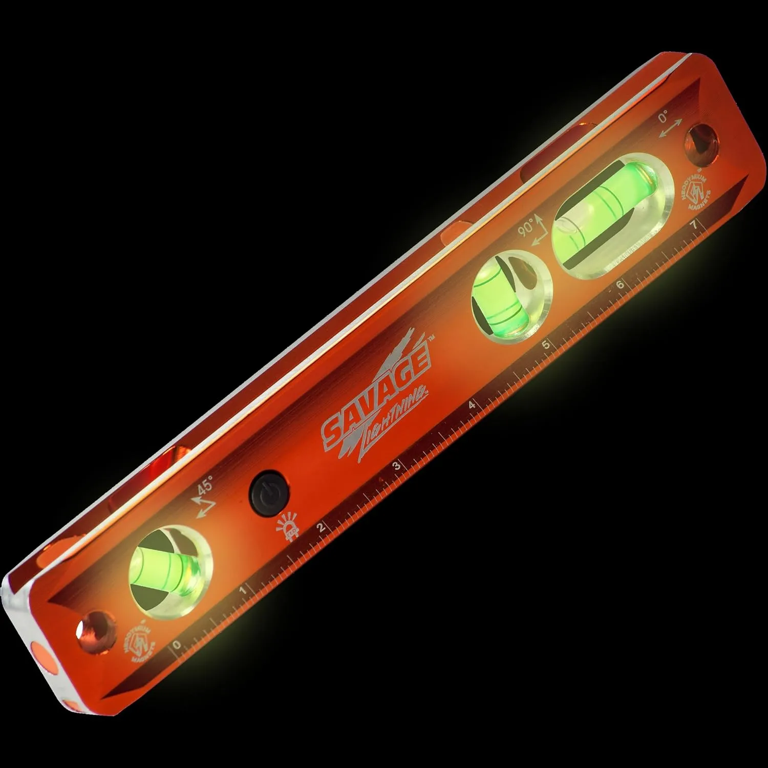 Swanson Tool Co TLL049M Savage Lightning Aluminum Torpedo Magnetic Illuminated Levels, 9", 3 Vials