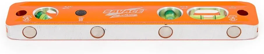 Swanson Tool Co TLL049M Savage Lightning Aluminum Torpedo Magnetic Illuminated Levels, 9", 3 Vials