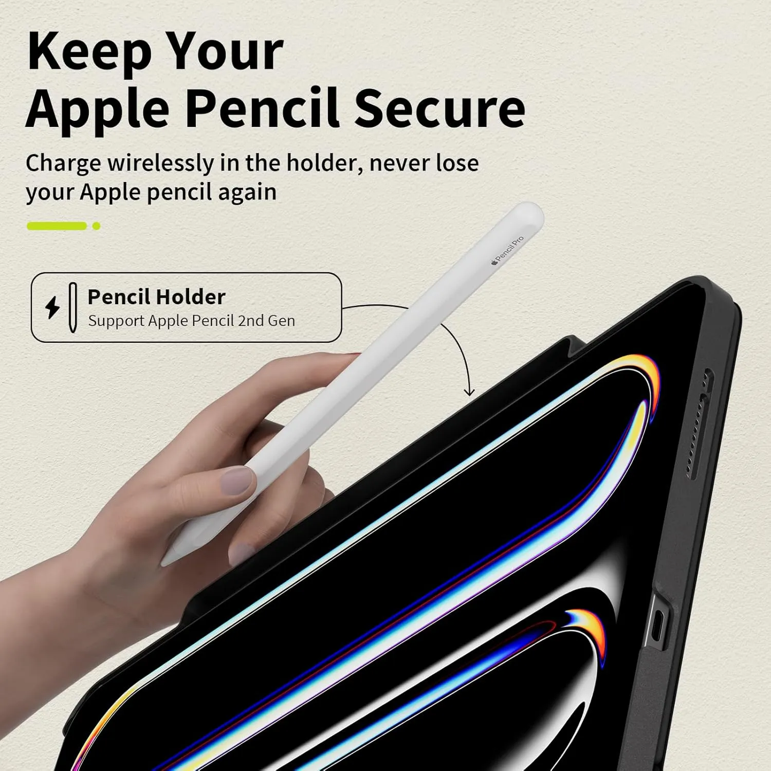 SwitchEasy CoverBuddy Lite for 2024 iPad Pro 13" - Case Compatible with Magic Keyboard for iPad Pro (M4), with Apple Pencil Pro Pencil Holder - White