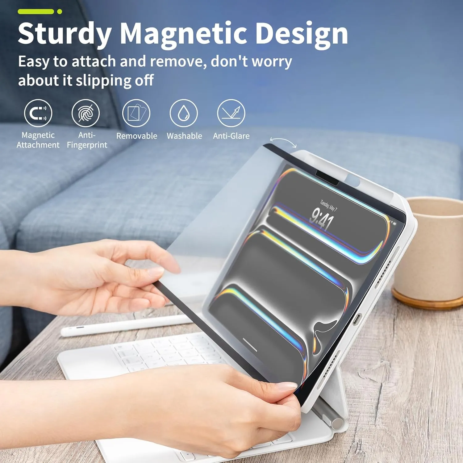 SwitchEasy Magnetic SwitchPaper Screen Protector for 2024 iPad Pro 13" - Magnetic & Detachable Feel-Like Paper Designed for Drawing, Writing, Compatible with iPad Pro 13" 2024 (M4), Anti-Glare & Anti-Fingerprint, Water Cleaning, Matte