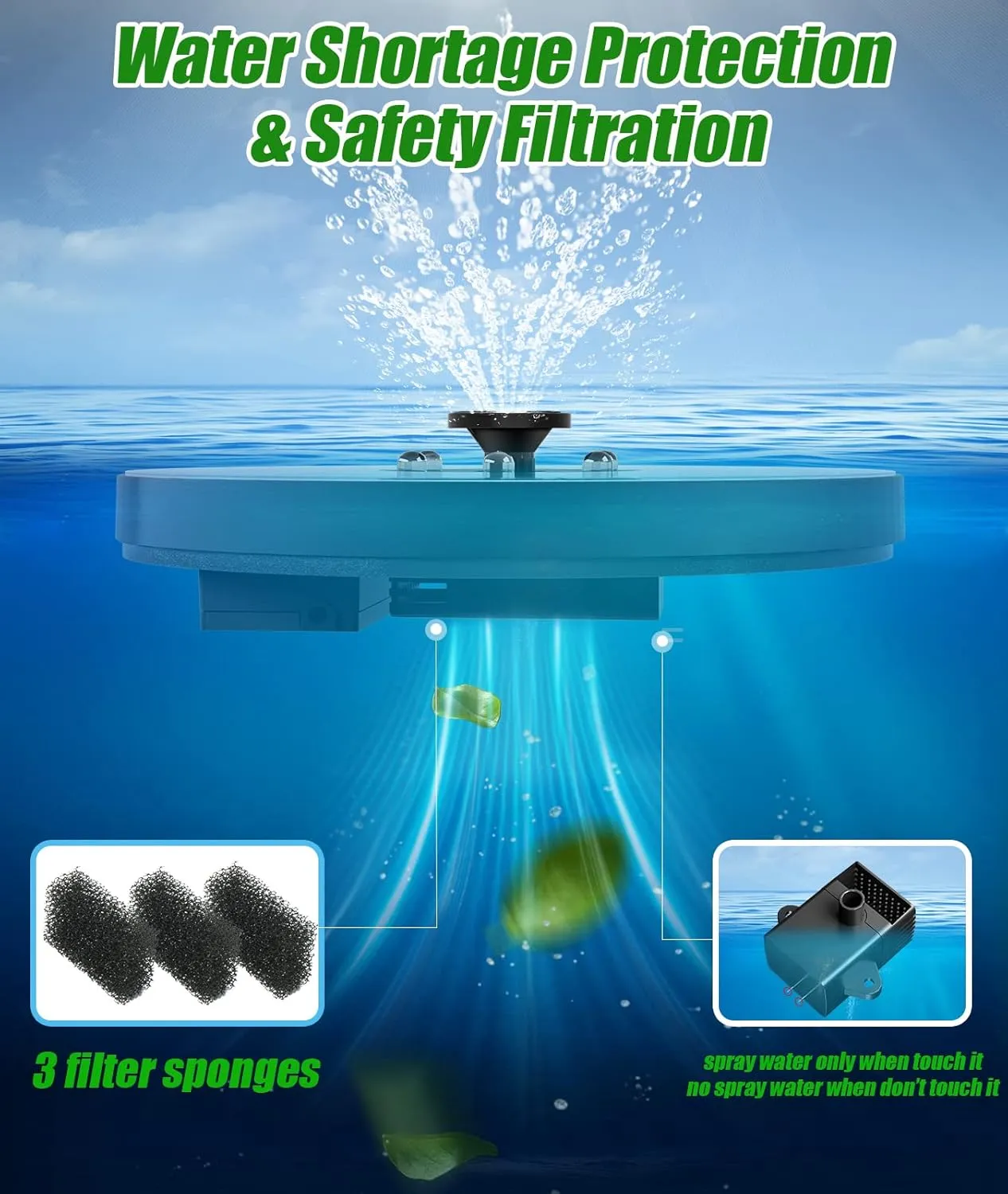 SZMP Solar Fountain Upgraded 100% Glass Panel, 3.5W Floating Solar Powered Water Pump Built-in 2000 Battery with 7 Nozzle & 4 Fixer, Solar Bird Bath Fountain for Garden, Pool, Outdoor (Colorful)