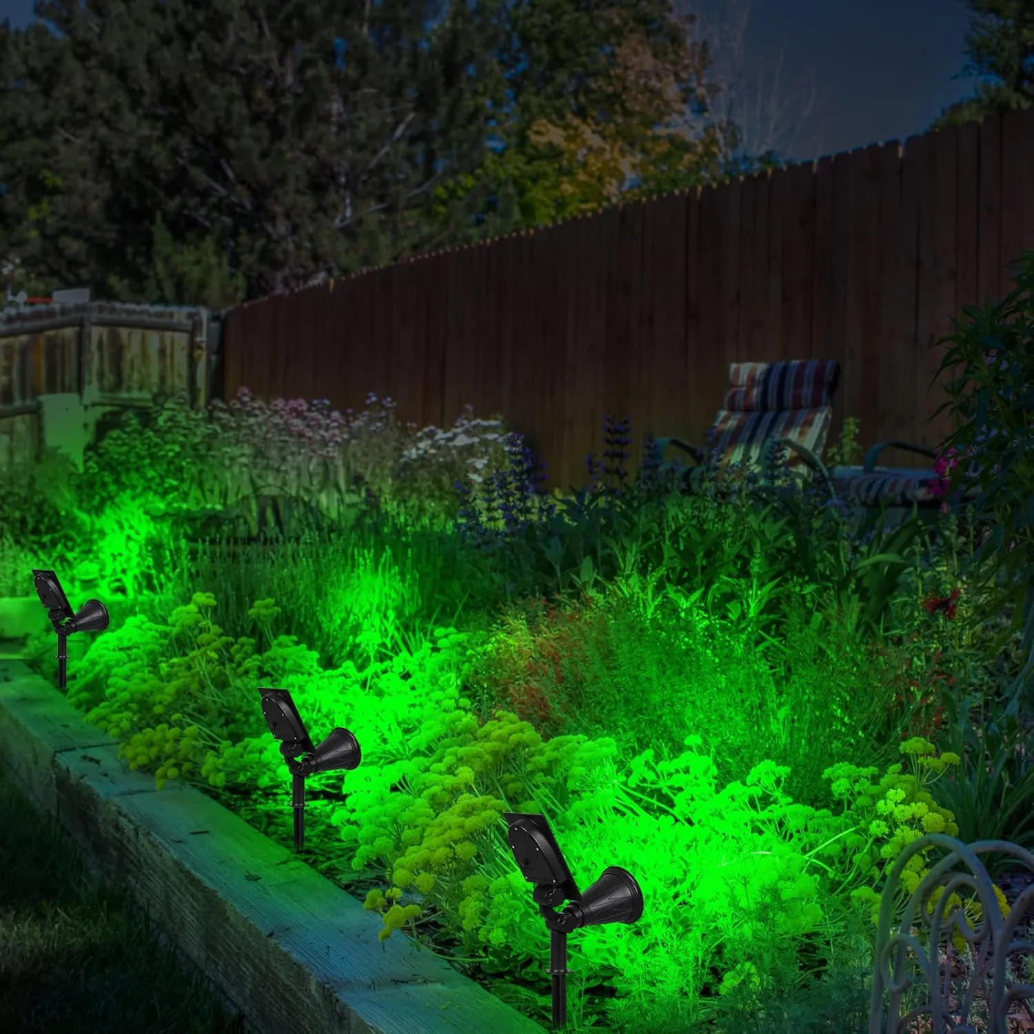 T-SUN Green Solar Spotlights, Green Solar Lights Outdoor, Auto-ON/Off 180°Angle Adjustable Solar Lights for Tree, Patio, Yard, Garden, Driveway, Pool Area (Green-2pack)