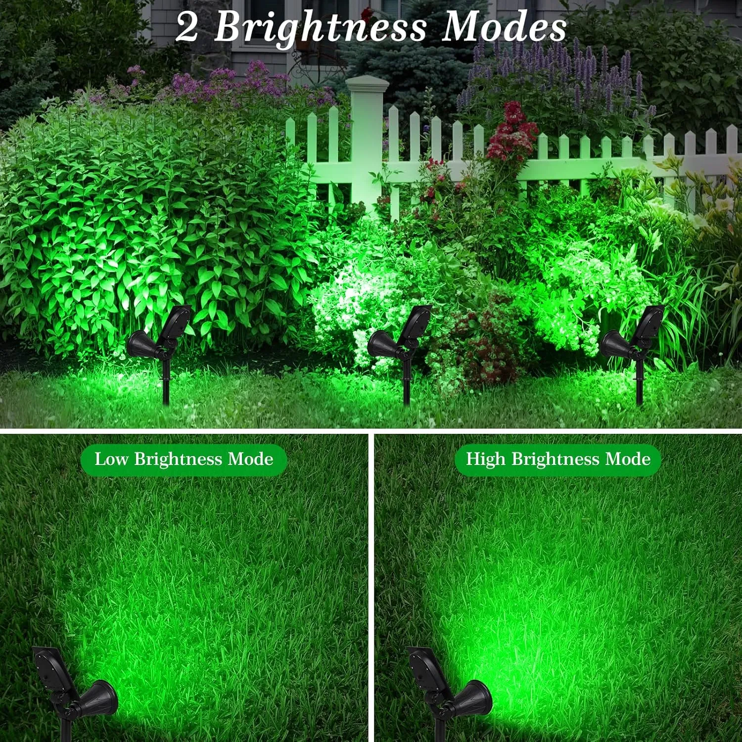 T-SUN Green Solar Spotlights, Green Solar Lights Outdoor, Auto-ON/Off 180°Angle Adjustable Solar Lights for Tree, Patio, Yard, Garden, Driveway, Pool Area (Green-2pack)