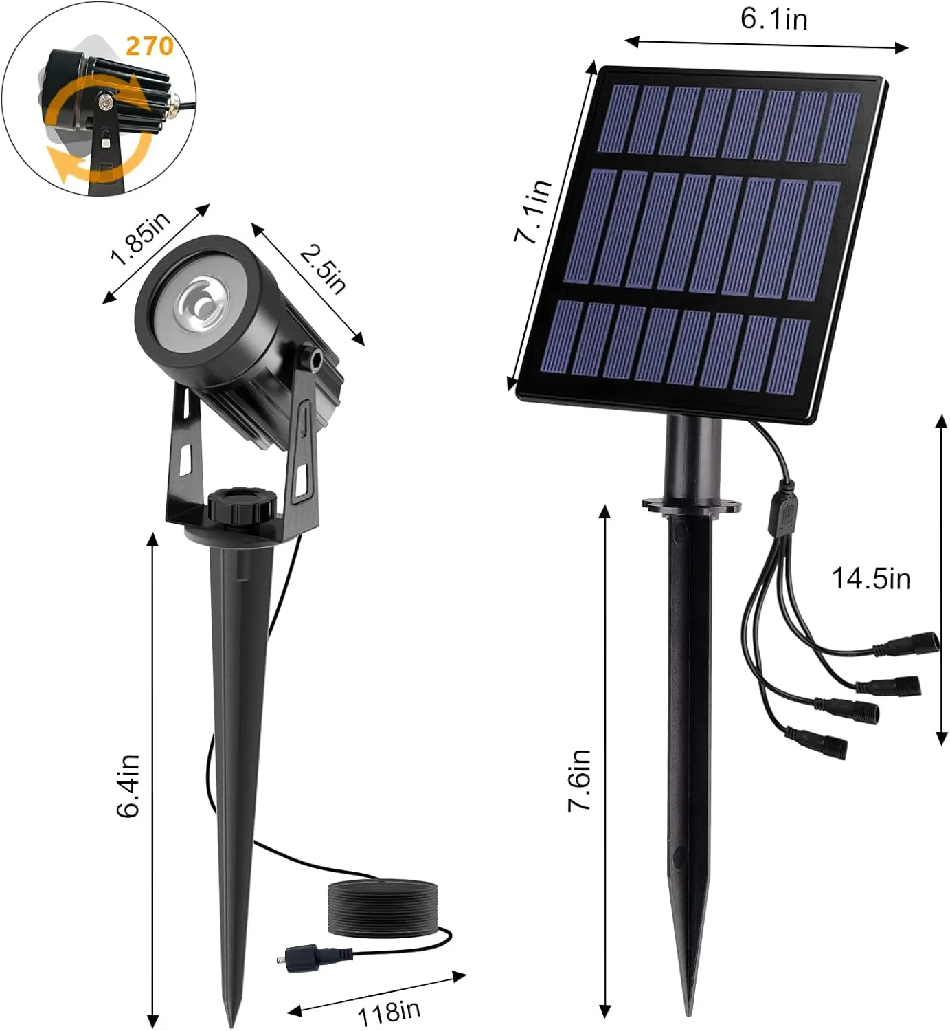T-Sun Solar Spotlights - 4-in-1 Outdoor Waterproof Auto ON/OFF Solar Lights for Garden, Yard, Driveway, Pool Area (White)