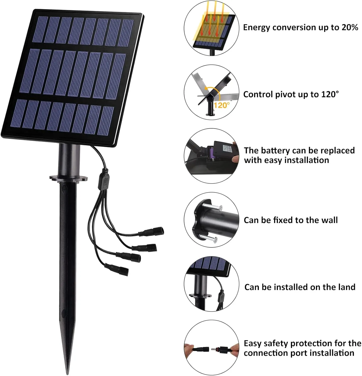 T-Sun Solar Spotlights - 4-in-1 Outdoor Waterproof Auto ON/OFF Solar Lights for Garden, Yard, Driveway, Pool Area (White)