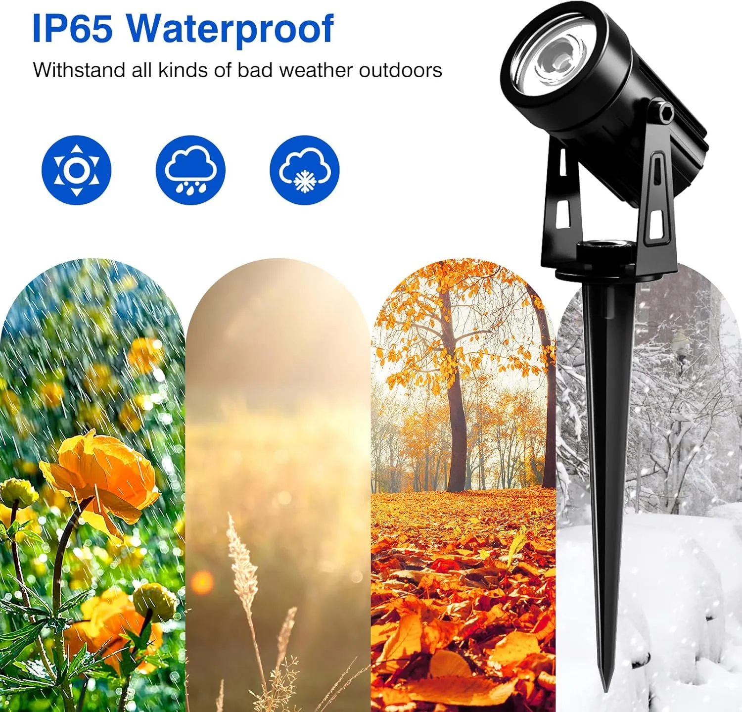 T-SUNUS 2W Solar Landscape Spotlights Warm White, Spot Lights Outdoor 9.8ft Cable IP65 Waterproof Security Lamps, Double Head Downlight for Flag Tree Garage Deck Garden Yard Wall Backyard