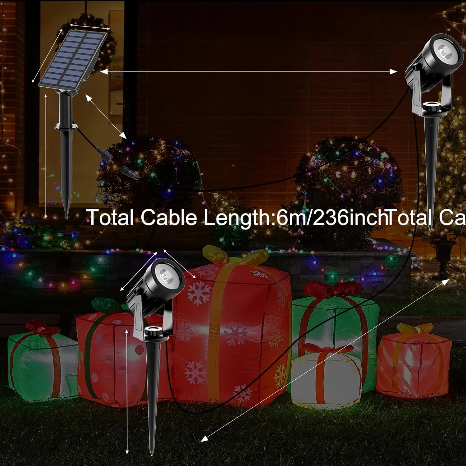 T-SUNUS Color Changing Solar Spot Lights, RGB LED Landscape Lights IP65 Waterproof for Outdoor, Garden, Pathway, Trees