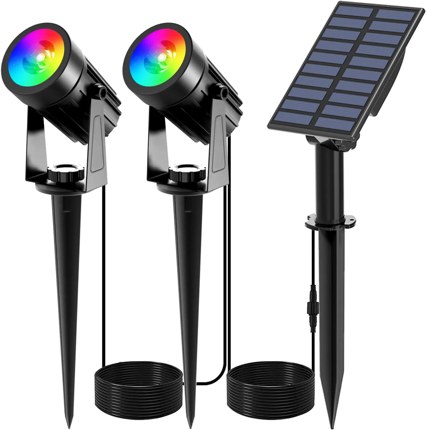 T-SUNUS Color Changing Solar Spot Lights, RGB LED Landscape Lights IP65 Waterproof for Outdoor, Garden, Pathway, Trees