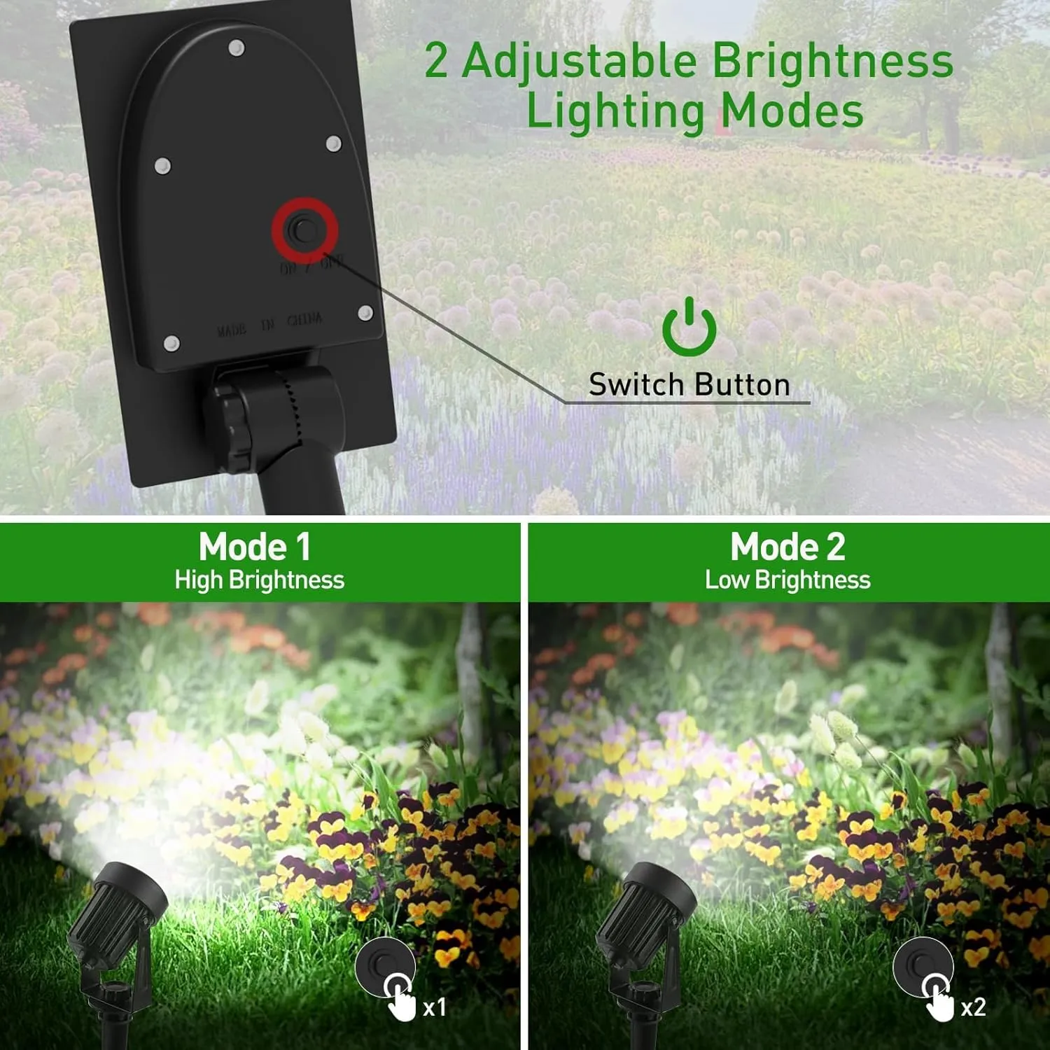 T-SUNUS Solar Spot Lights Outdoor IP65 Waterproof White 6000K 2-in-1 Landscape Spotlights, 9.8ft Cable Separate Panel Auto Dusk to Dawn Dimmable for Flag Yard Garden Patio Driveway Pathway Garage