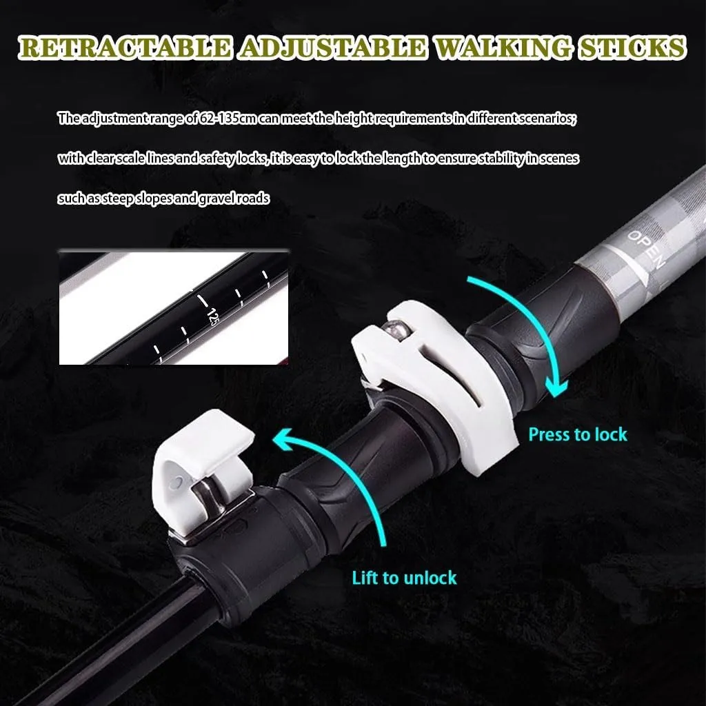 Telescopic Nordic Hiking Stick, Carbon Fiber Trekking Poles, Ultralight Mountaining Gear, Quick Locking