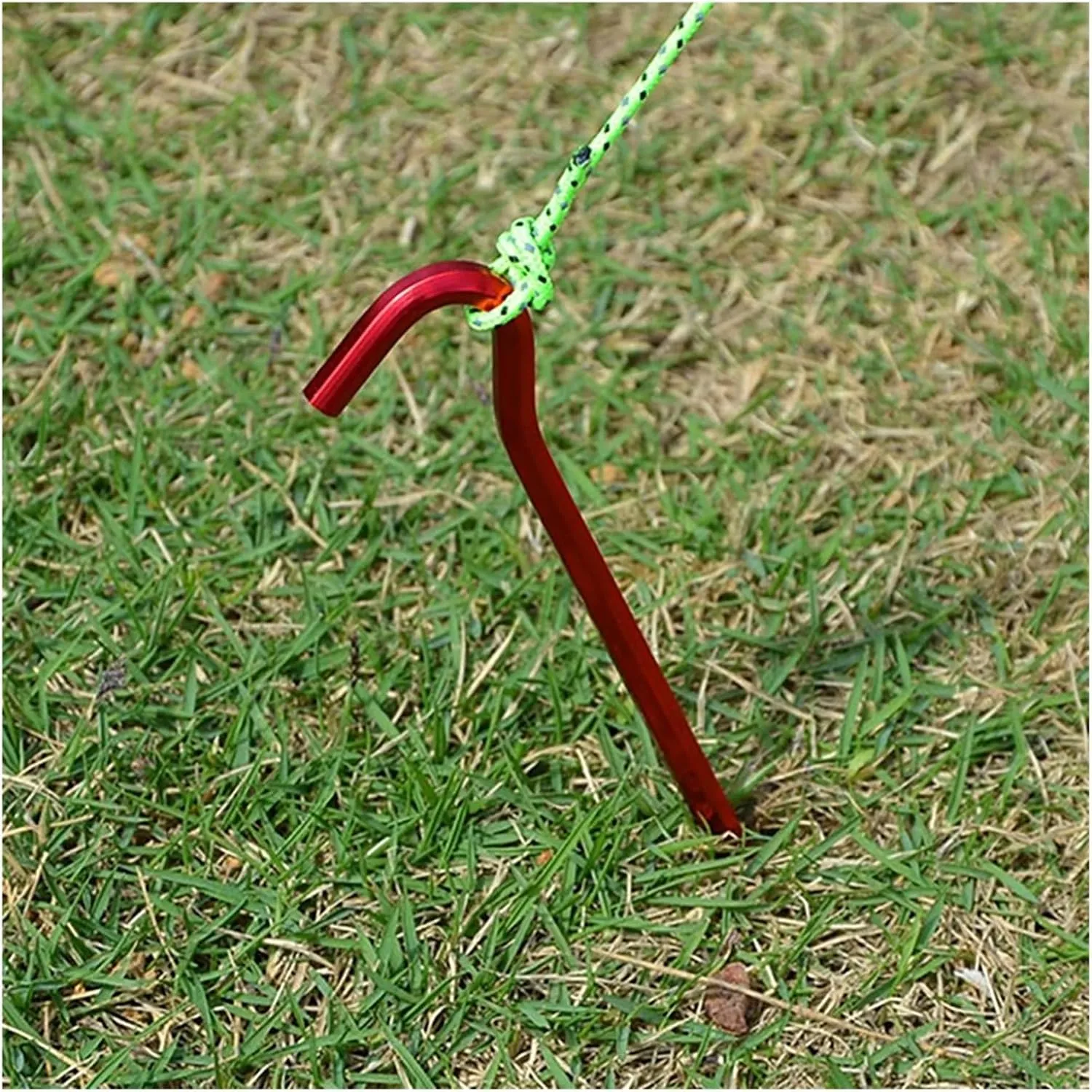 Tent Ground Nails, Aluminum Alloy Tent Stakes with Rope Buckles, Outdoor Tent Nails, Ground Nails for Tents 10 Pieces/6 Pieces(6 red)