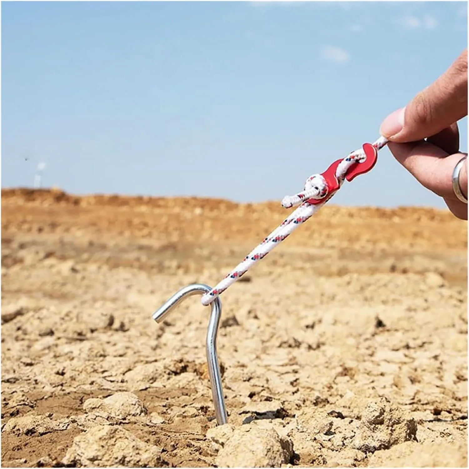 Tent Ground Nails, Aluminum Alloy Tent Stakes with Rope Buckles, Outdoor Tent Nails, Ground Nails for Tents 10 Pieces/6 Pieces(6 red)