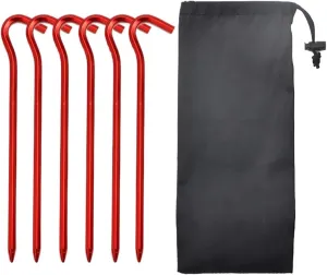 Tent Ground Nails, Aluminum Alloy Tent Stakes with Rope Buckles, Outdoor Tent Nails, Ground Nails for Tents 10 Pieces/6 Pieces(6 red)