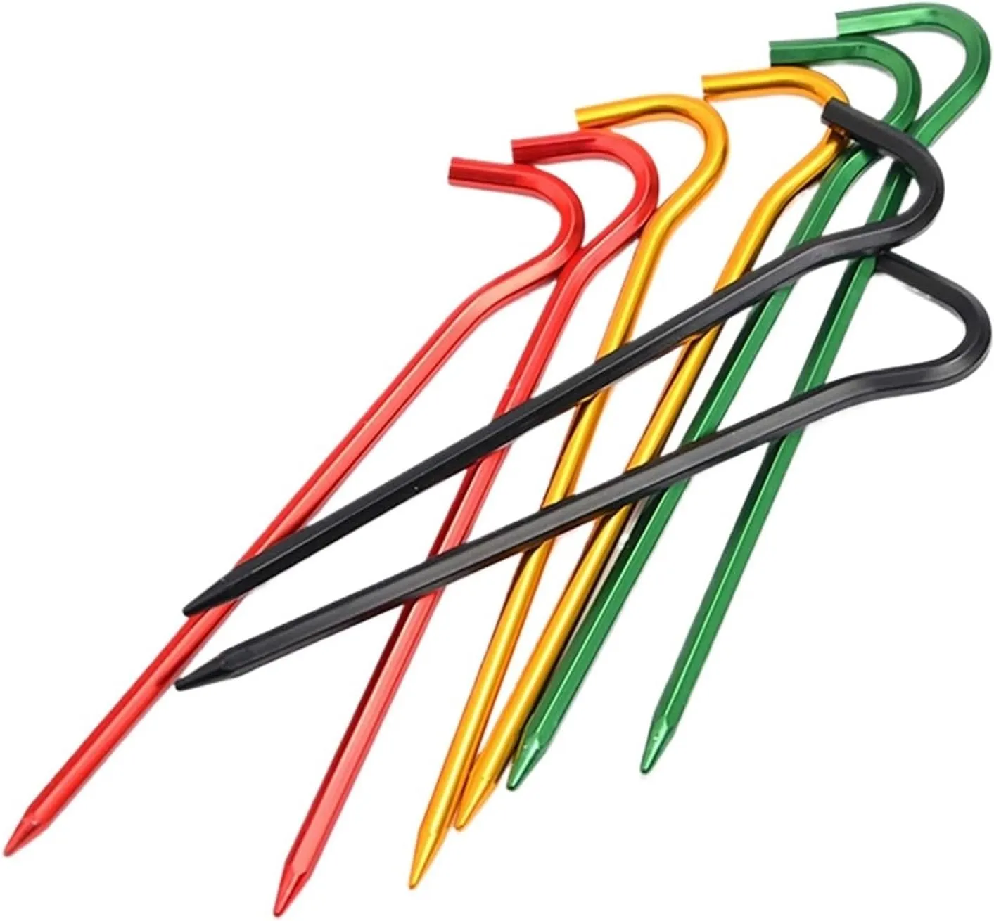 Tent Ground Nails, Aluminum Alloy Tent Stakes with Rope Buckles, Outdoor Tent Nails, Ground Nails for Tents 10 Pieces/6 Pieces(6 red)