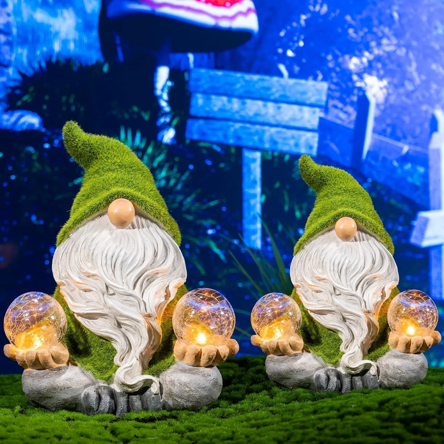 TERESA'S COLLECTIONS Garden Gnomes Decorations for Yard with Solar Lights, Yoga Gnome Resin Flocked Zen Garden Sculptures & Statues for Outdoor Front Porch Patio Santa Decor, Ideal Gifts, 8"