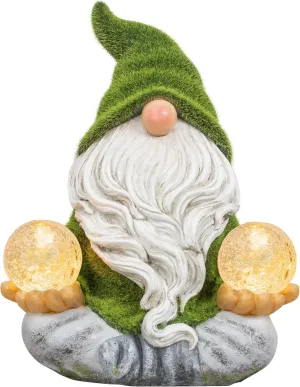 TERESA'S COLLECTIONS Garden Gnomes Decorations for Yard with Solar Lights, Yoga Gnome Resin Flocked Zen Garden Sculptures & Statues for Outdoor Front Porch Patio Santa Decor, Ideal Gifts, 8"
