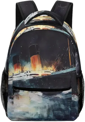 The Sinking of The Titanic Ship Travel Backpack Lightweight Shoulders Bag Laptop Daypack for Work Office