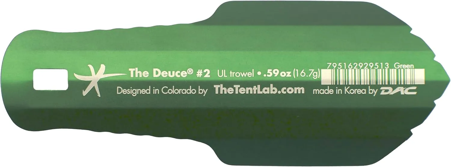 TheTentLab(R Deuce(R) Ultralight Backpacking Potty Trowel in 3 Sizes (#2, Green, .6oz)