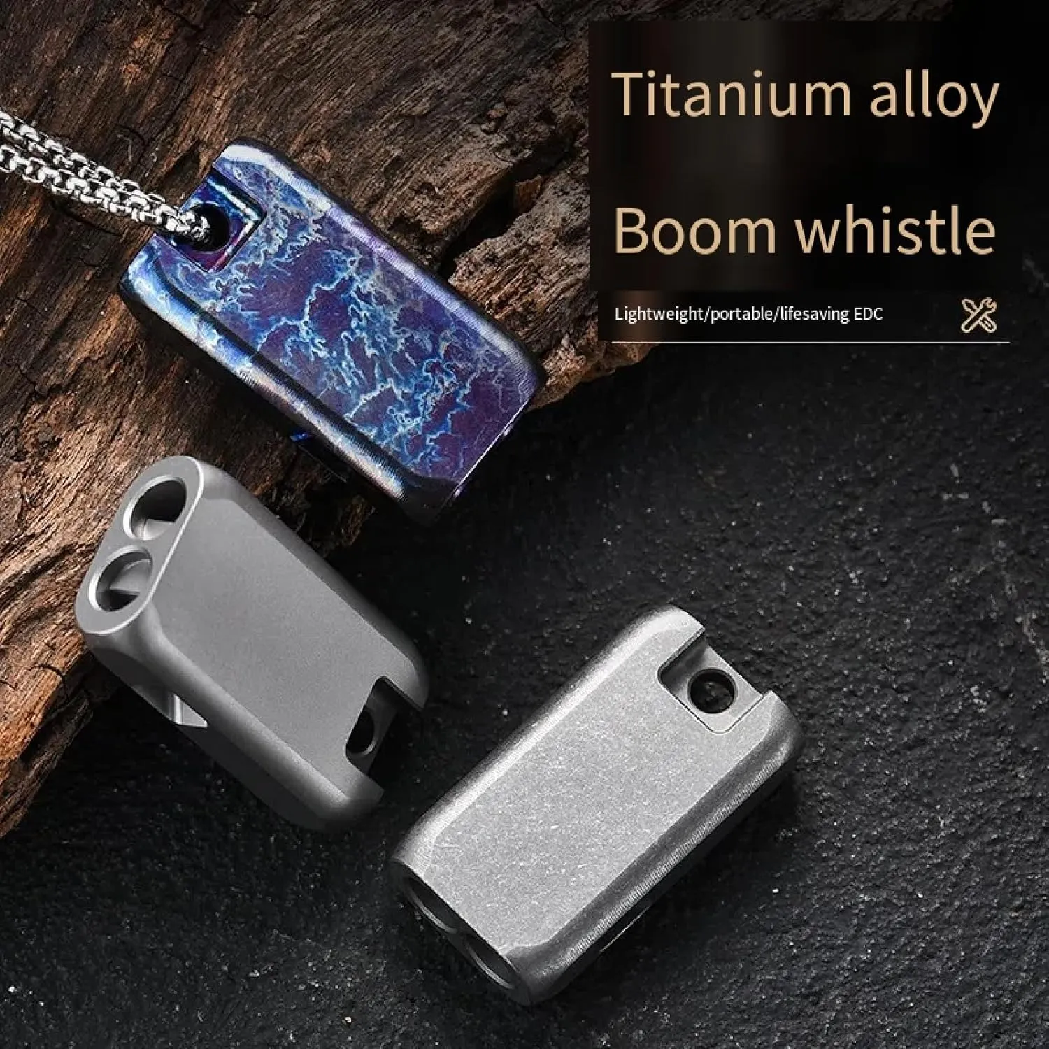 Titanium alloy high decibel whistle outdoor portable survival tool sturdy waterproof EDC training whistle