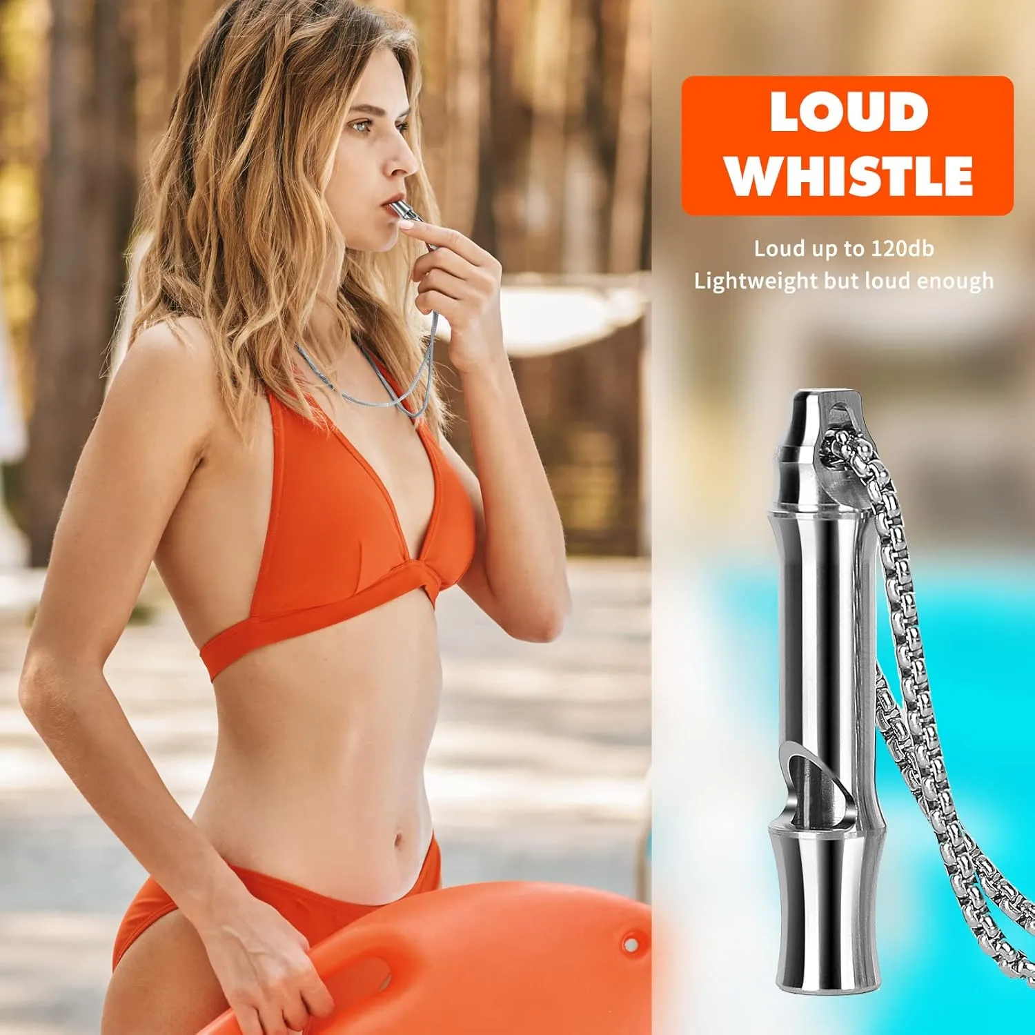Titanium Whistle Emergency Survival Loud up to 120db for Kids Women,EDC Safety Whistles Necklace for Kayak,Lifeguard,Dog Training,Hiking, Boating,Camping,Coach Sports