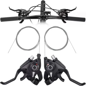 TOBWOLF Bicycle Brake Levers Shifter, 3x7/8 21/24 Speed Mountain Bike shifters Set, Left Right Brake Lever Shifter Kits with Gear Indicator, Replacement with Shift Cables for Moutain Bike Folding Bike