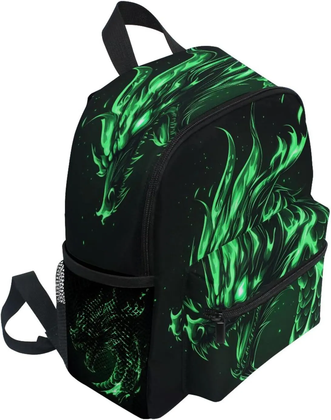 Toddler Backpack Bookbag School Bag Travel Bag Angry Green Dragon for Girls Boys Kid with Name Card