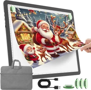 TOHETO Rechargeable A3 Light Pad with Carry Bag for Diamond Painting, Ultra Bright Tracing Light Box for Drawing, Wireless Lightbox for Tracing and Drawing, Cordless Diamond Art Light Board (Black)